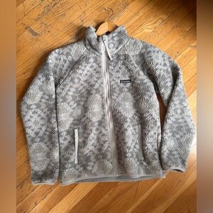 Columbia Gray Zip Up Sweater Jacket with Geometric Pattern